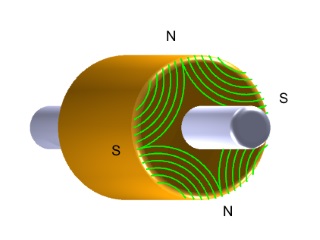 one part interior permanent magnet rotor with flux lines